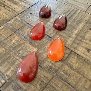 Natural Carnelian Teardrop Cabochons